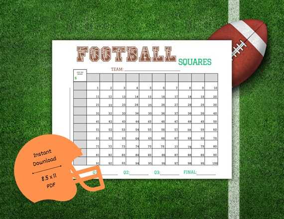 100 square football pool printable