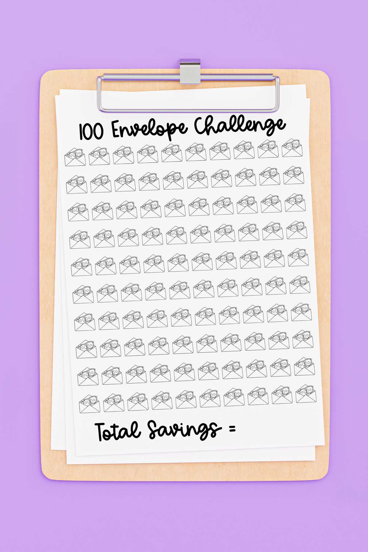 100 envelope challenge printable