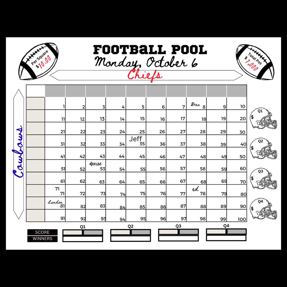 100 square printable football pool