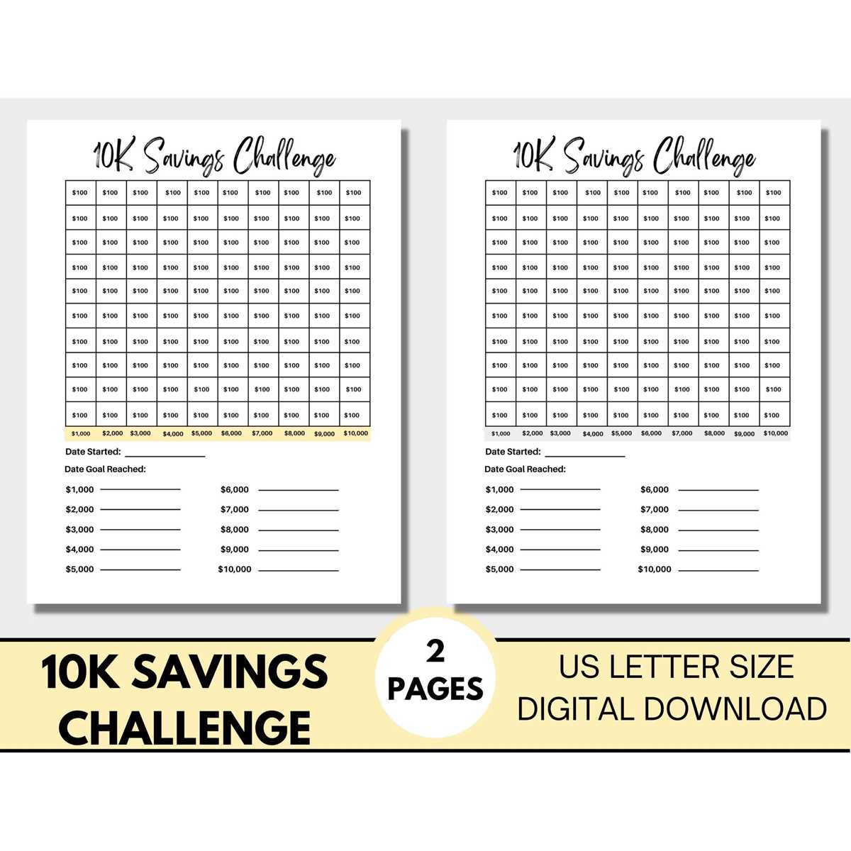 10000 savings challenge printable free