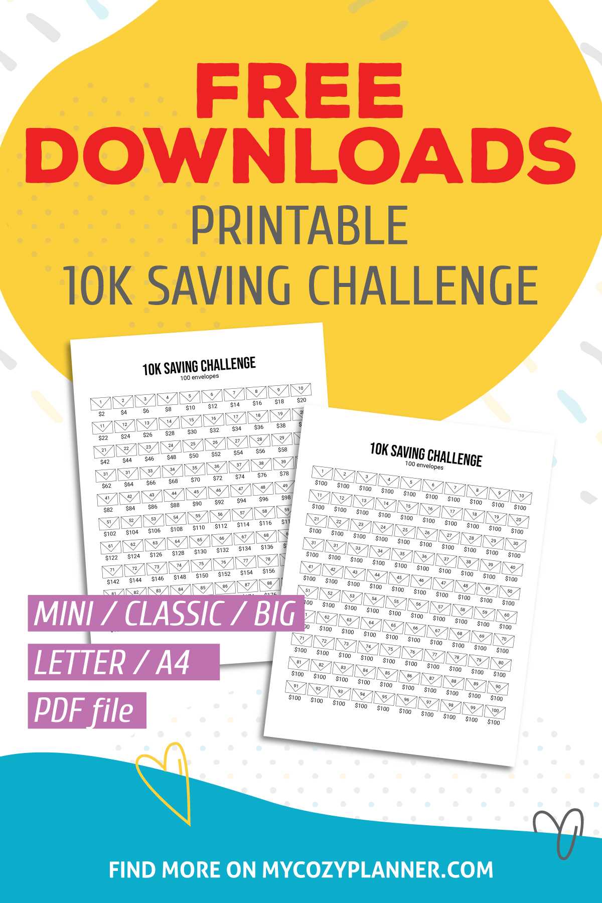 10k savings challenge free printable