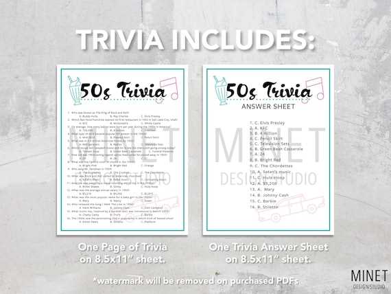 1950 trivia questions and answers printable