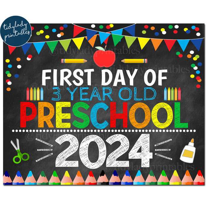 1st day of preschool printable