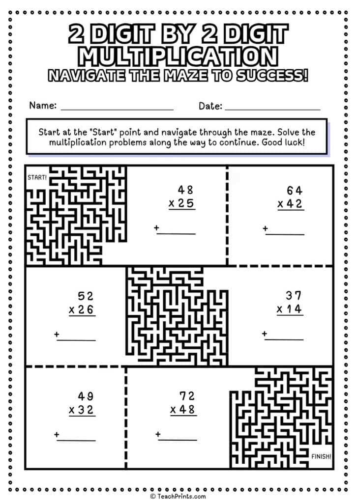 2 digit by 2 digit multiplication worksheets printable