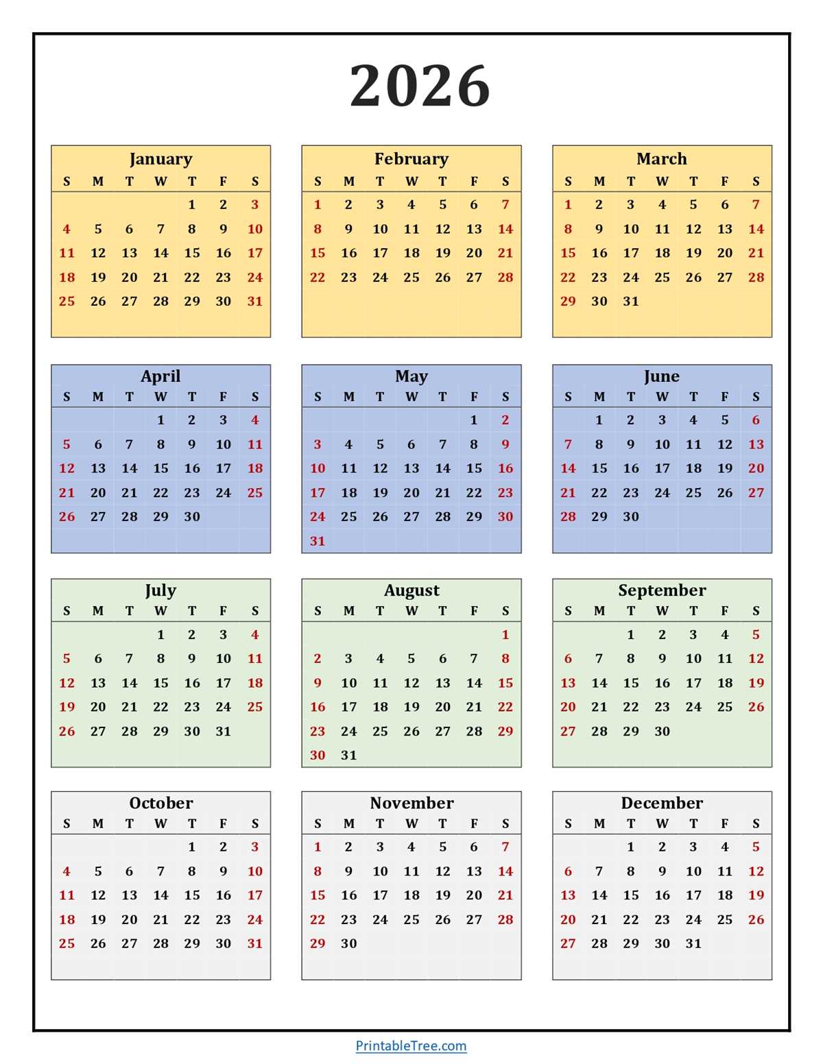 2026 federal holidays printable