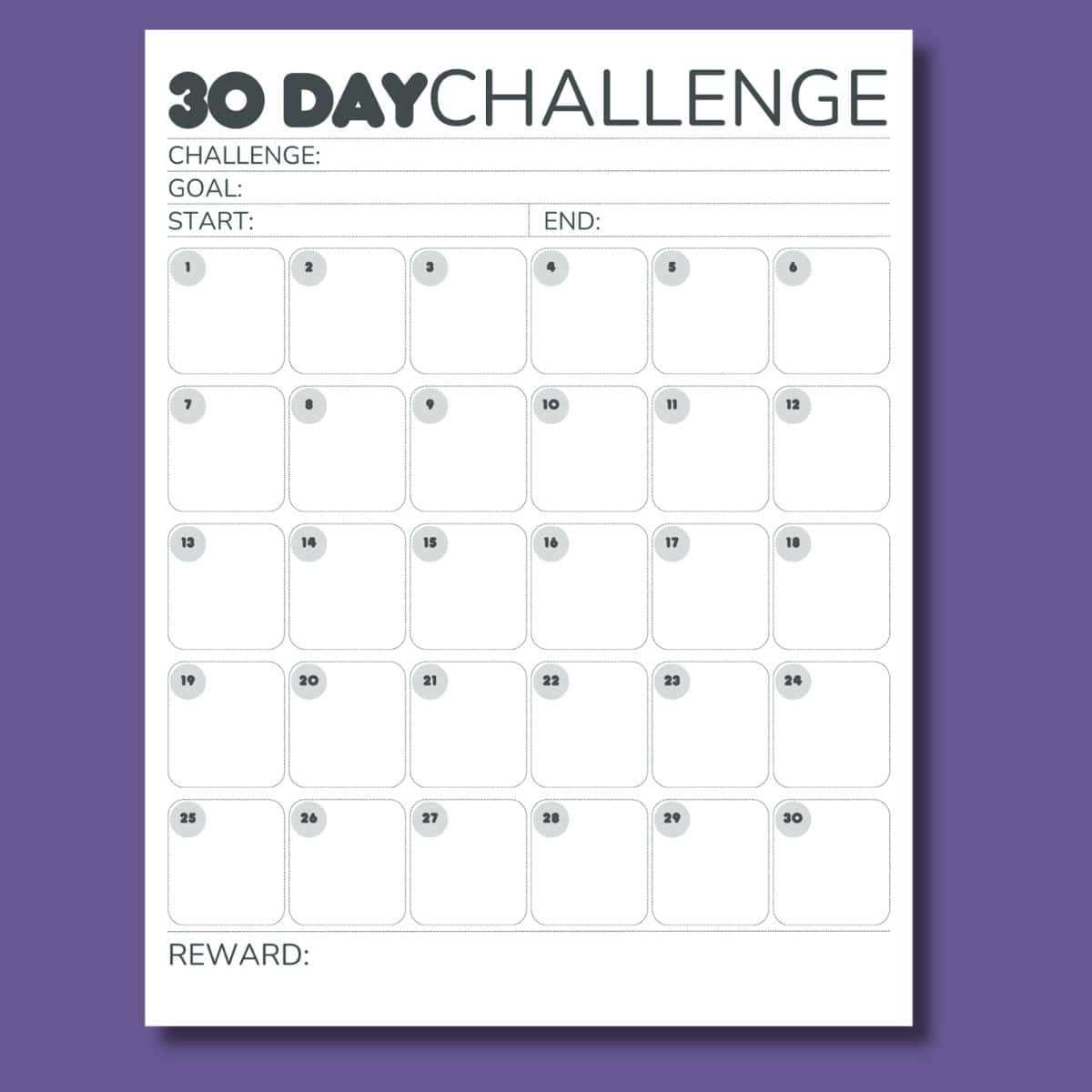 30 day workout challenge printable