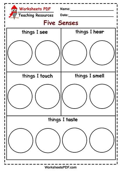 5 senses free printables