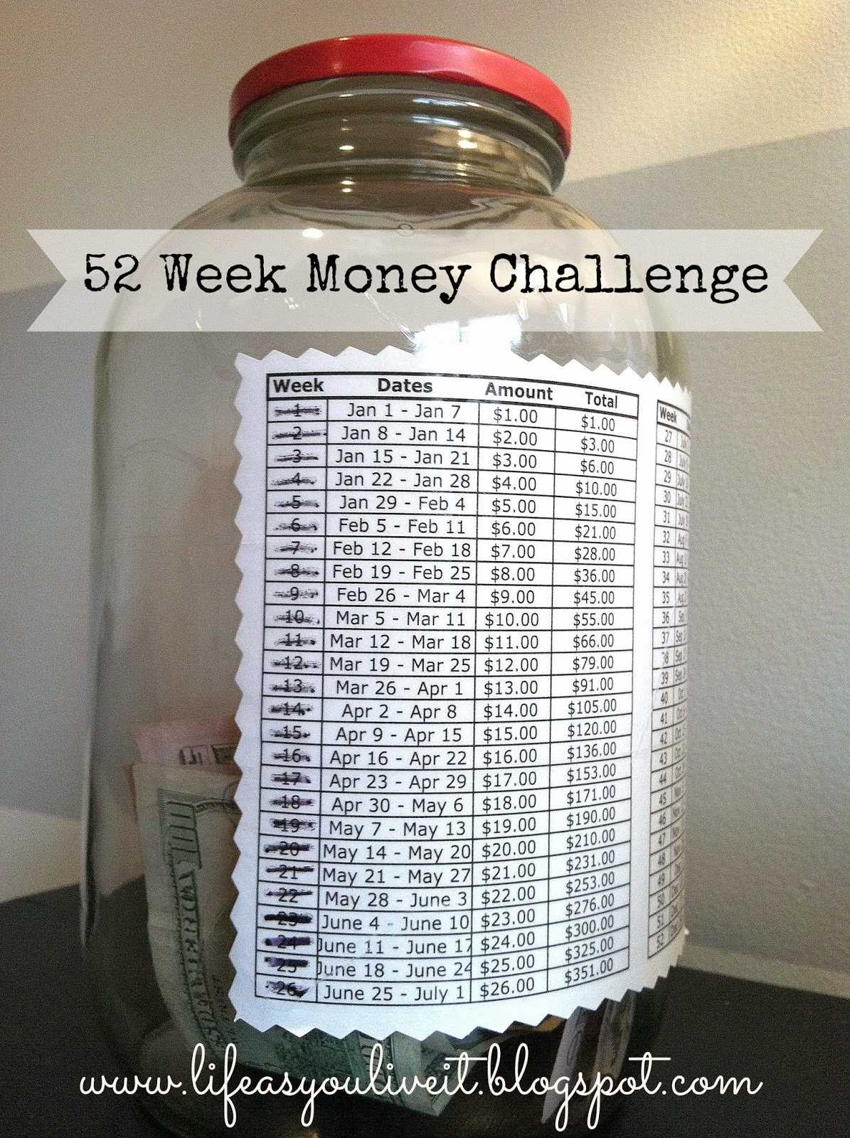 52 week savings challenge free printable
