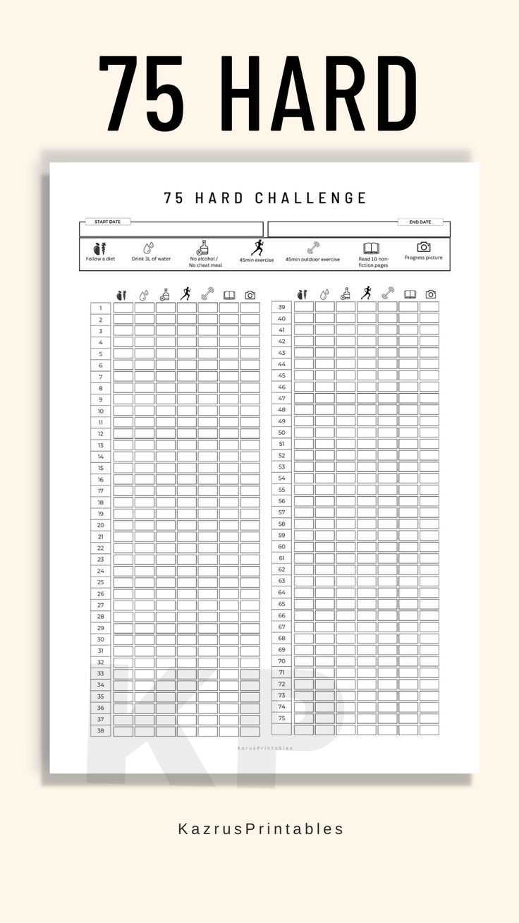 75 hard free printable