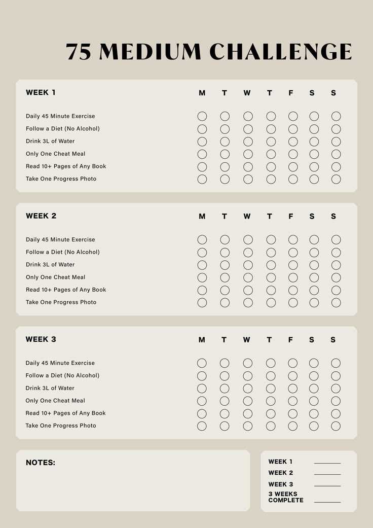 75 medium challenge printable