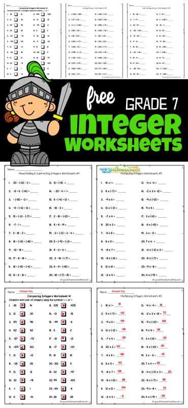 7th grade math worksheets printable