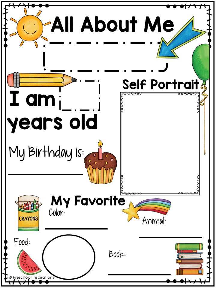 all about me poster preschool free printable