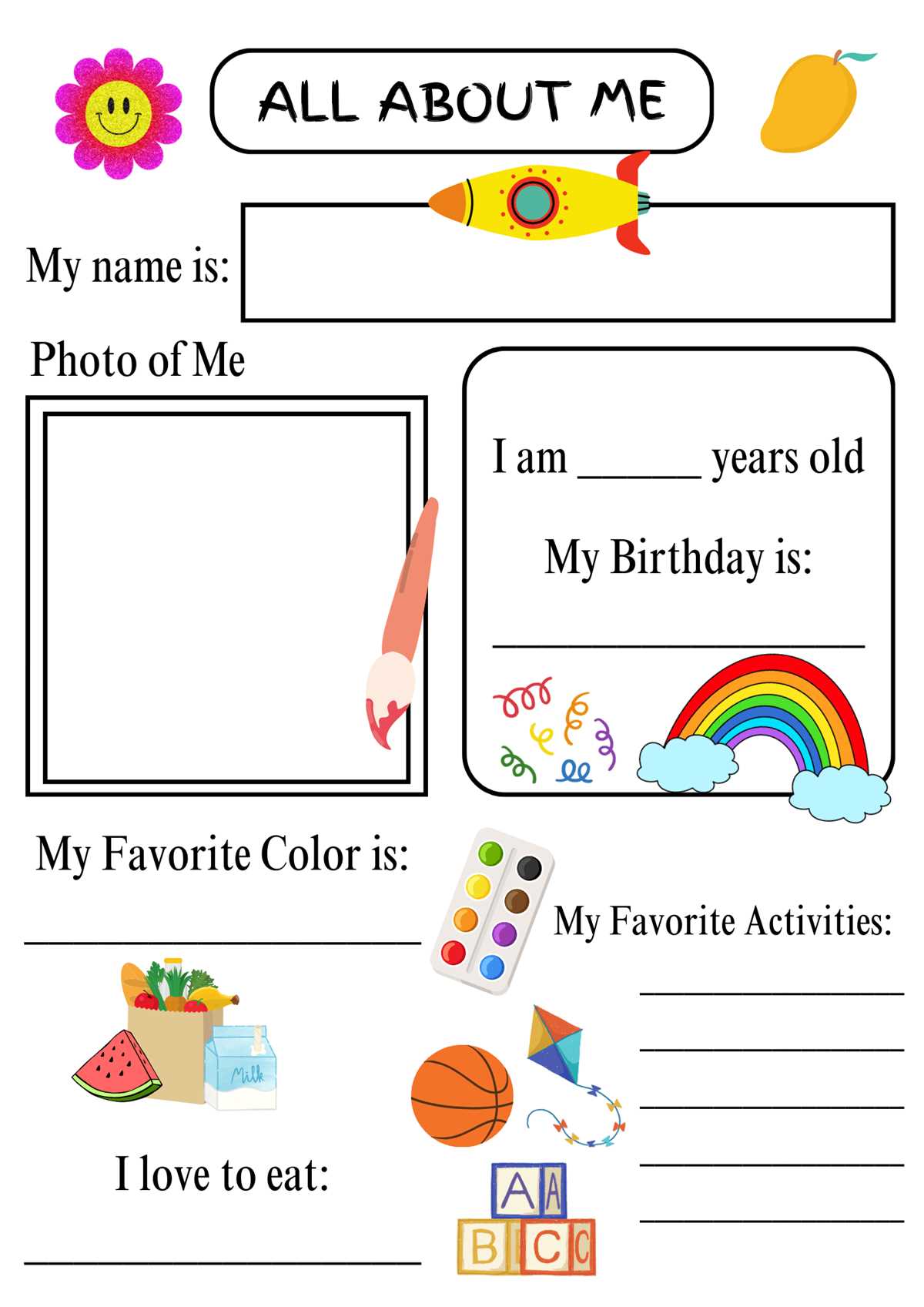 all about me poster preschool free printable