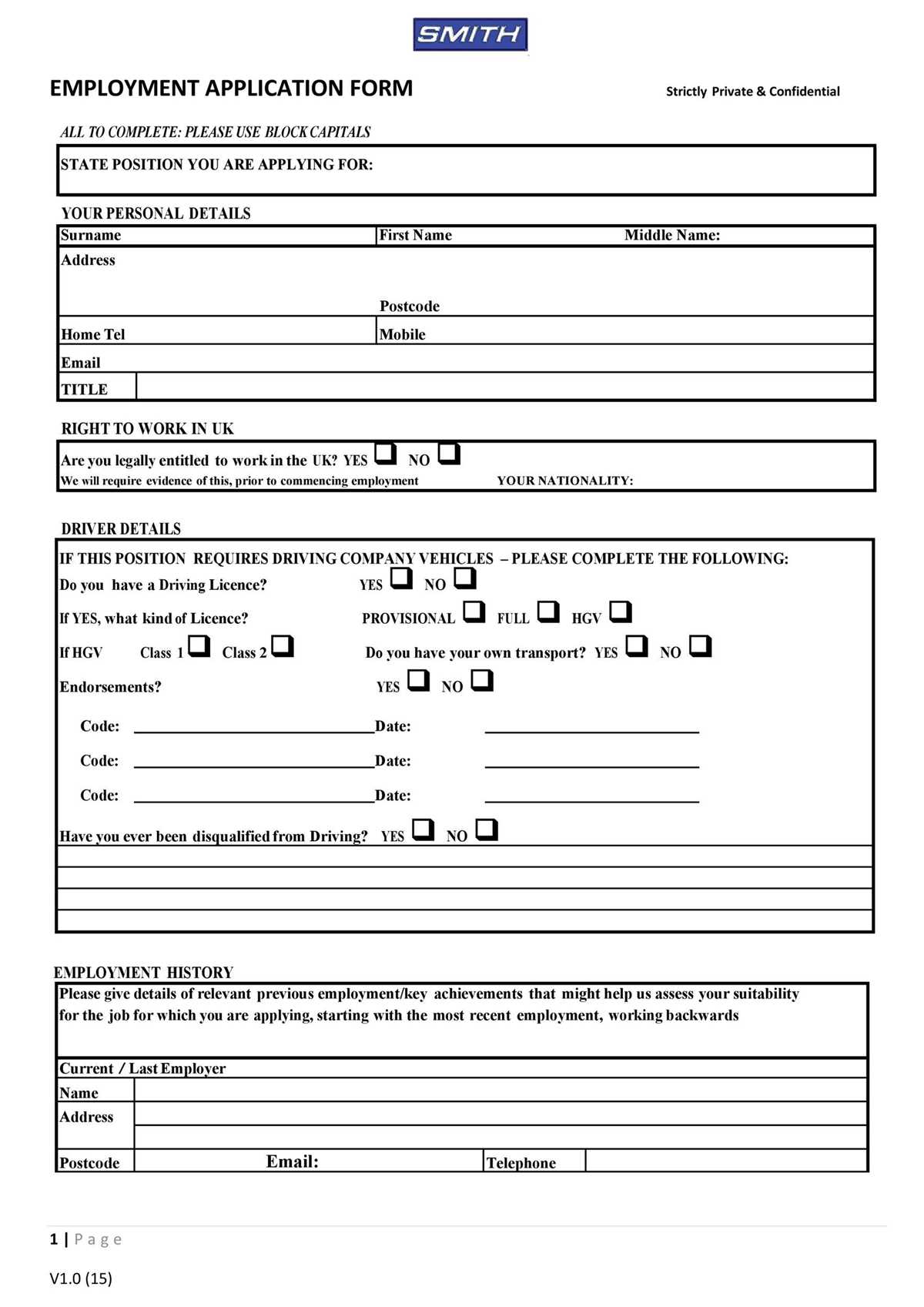 application for employment free printables