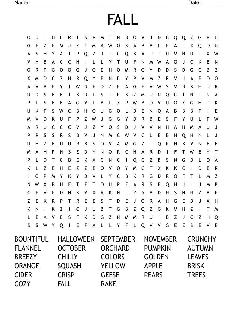 autumn word searches printable