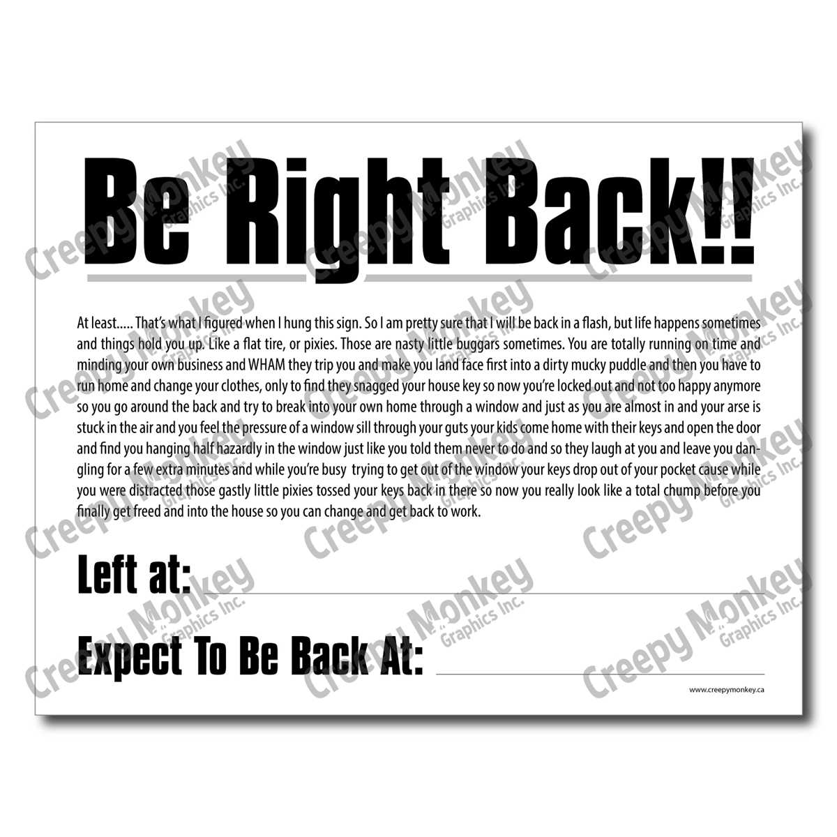 be right back sign printable