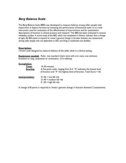 berg balance test printable