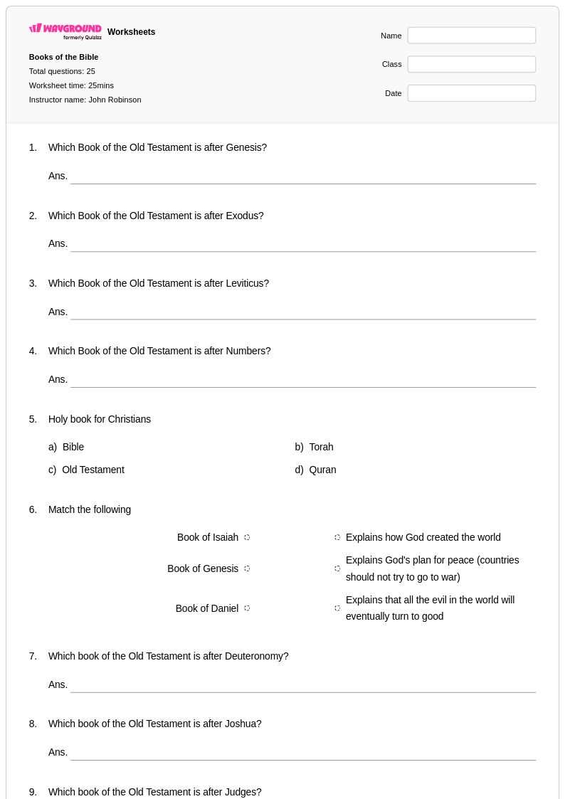bible worksheets printable