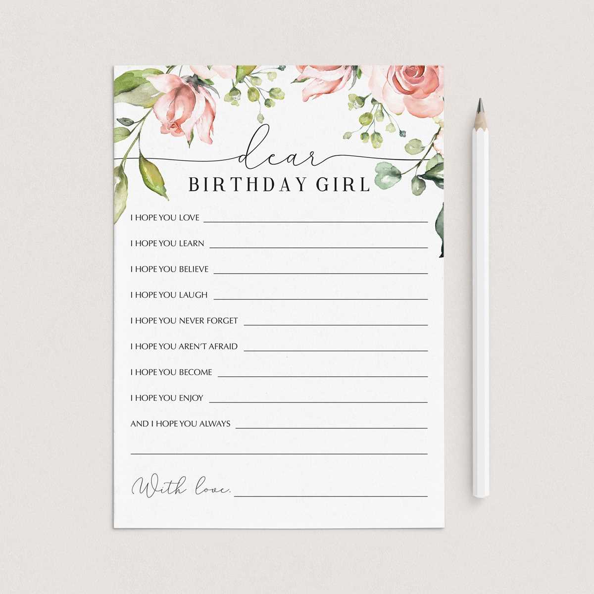 birthday wish list template printable