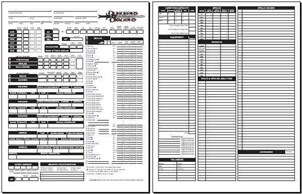 blank dnd character sheet printable