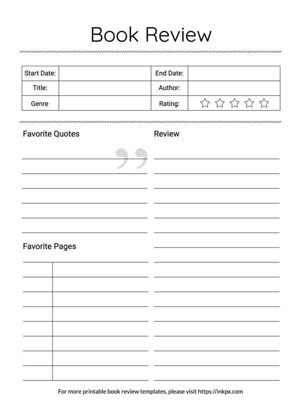 book page printable