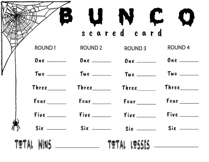 bunco cards free printable