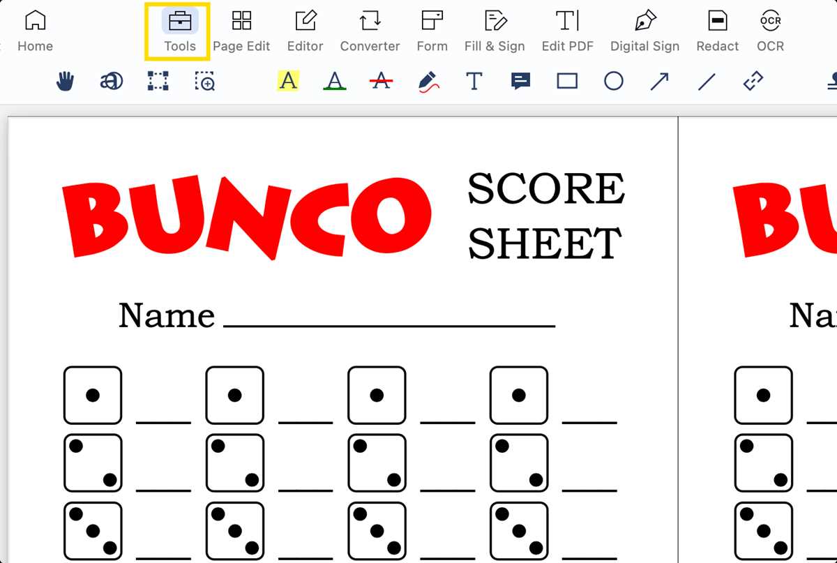 bunco score cards free printable
