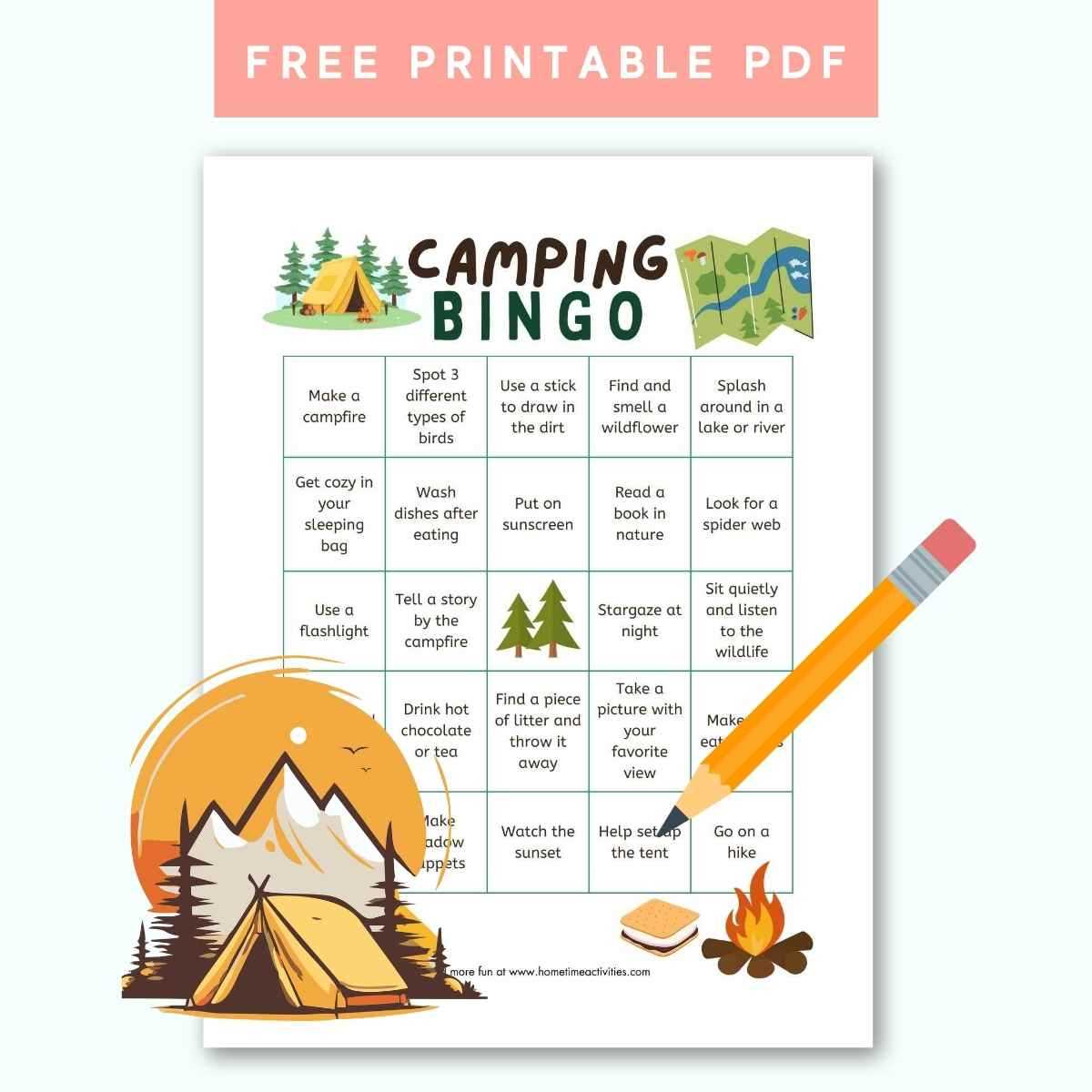 camping bingo game printable