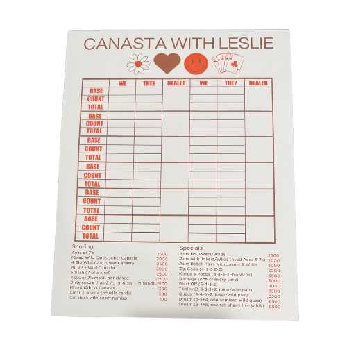 canasta score sheets printable
