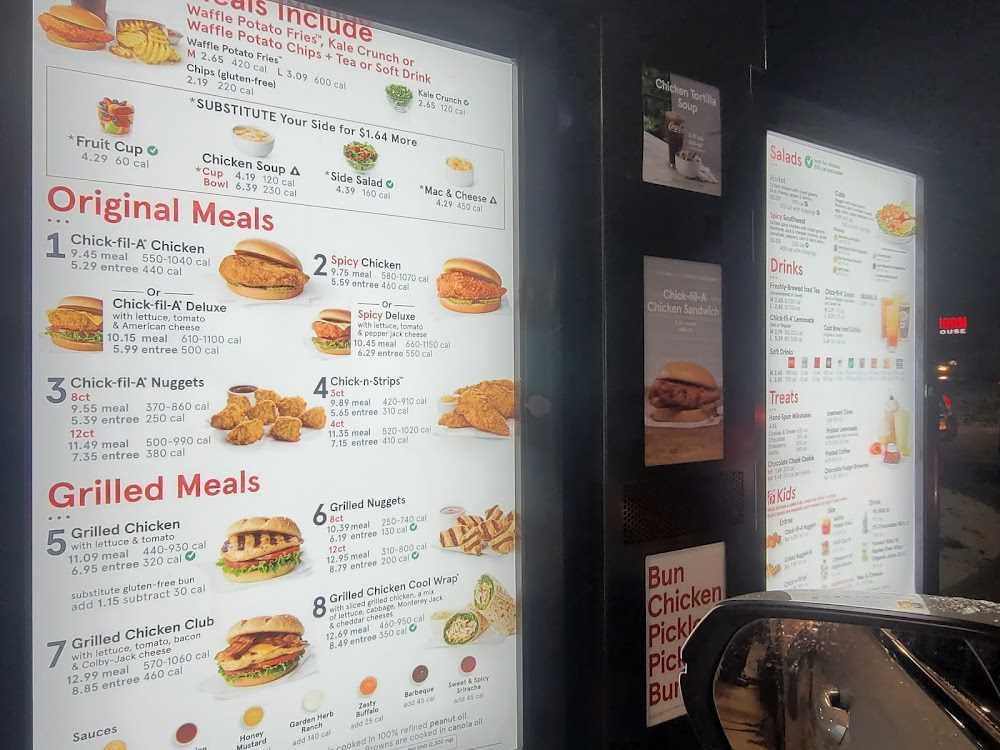 chick fil a menu printable menu