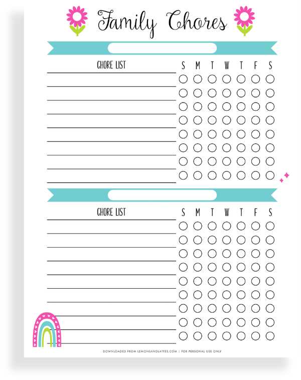chore chart printable free