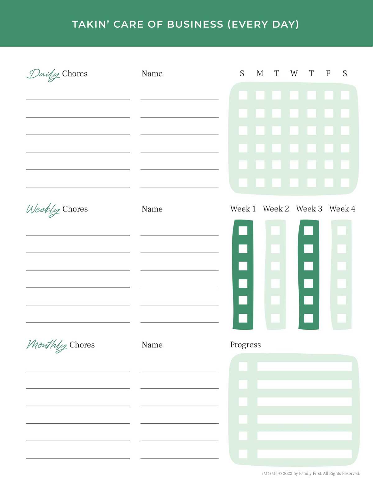 chore chart template printable
