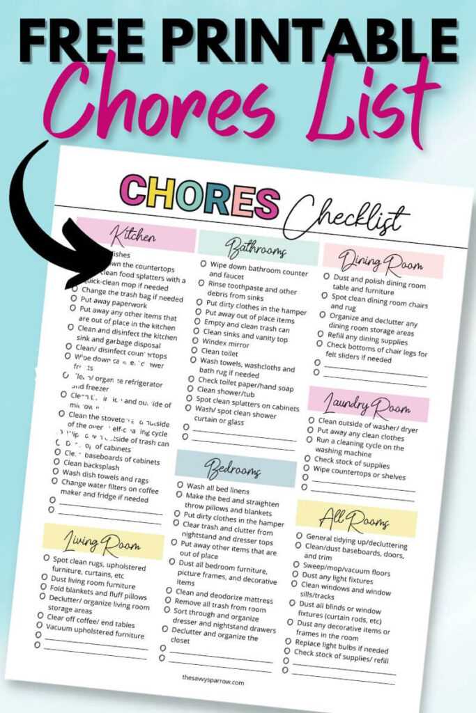 chore checklist printable