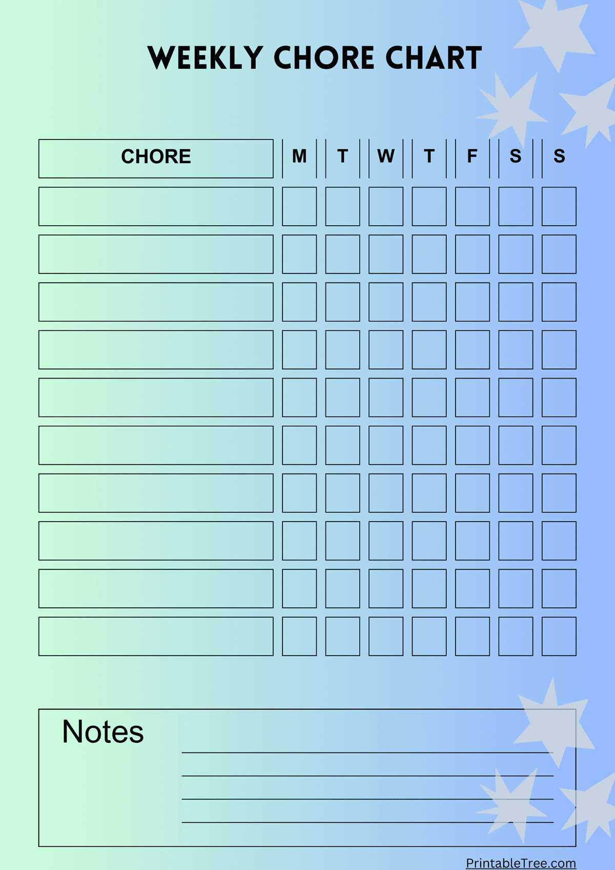 chores chart printable free