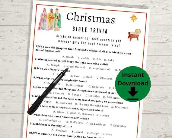 christmas bible trivia questions and answers printable