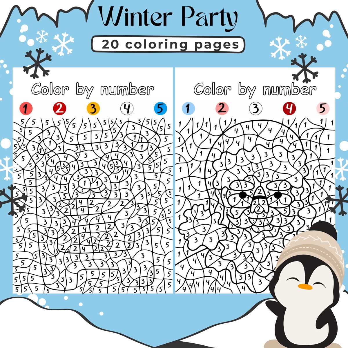 christmas color by number printable free