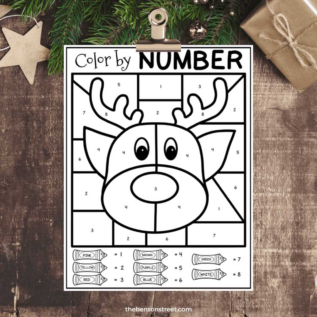 christmas color by number printable free