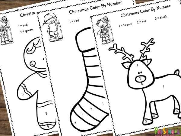 christmas color by number printables