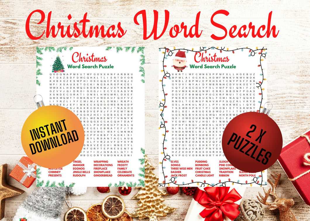 christmas free printable word search