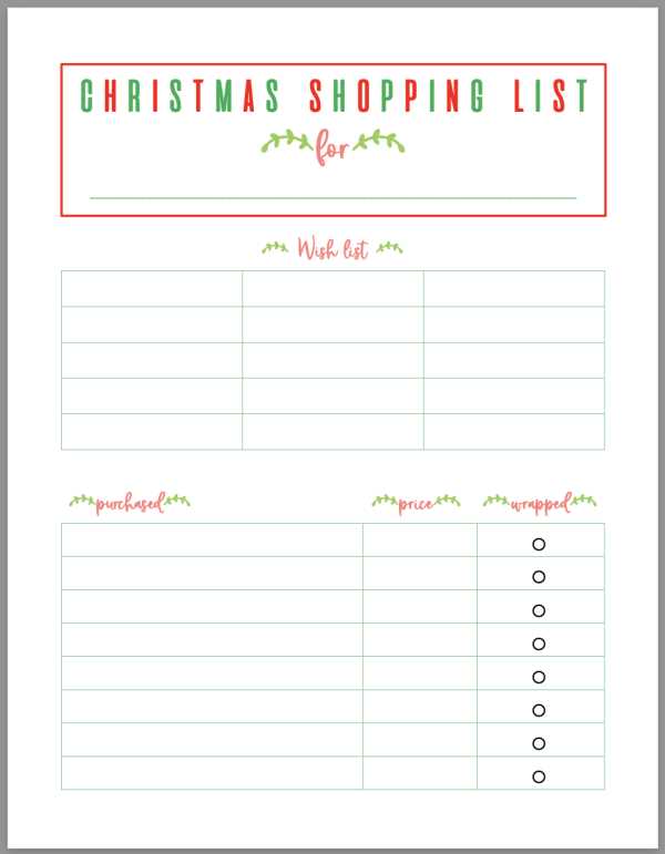christmas gift printable list