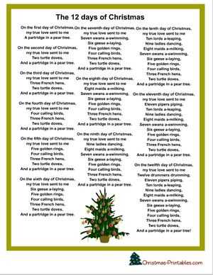 christmas printable song lyrics
