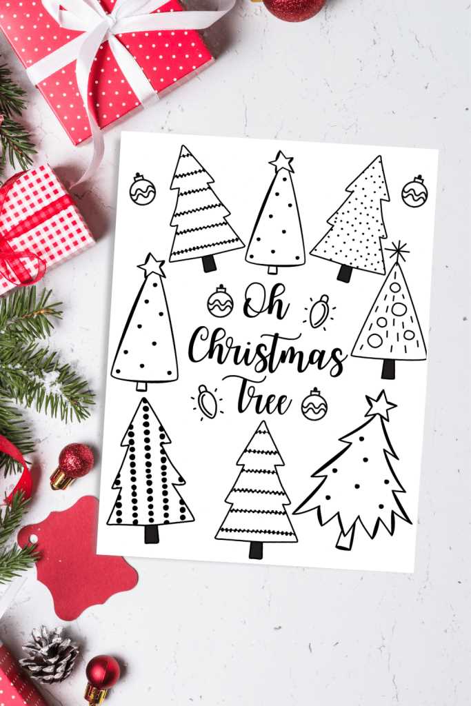 christmas tree coloring page free printable