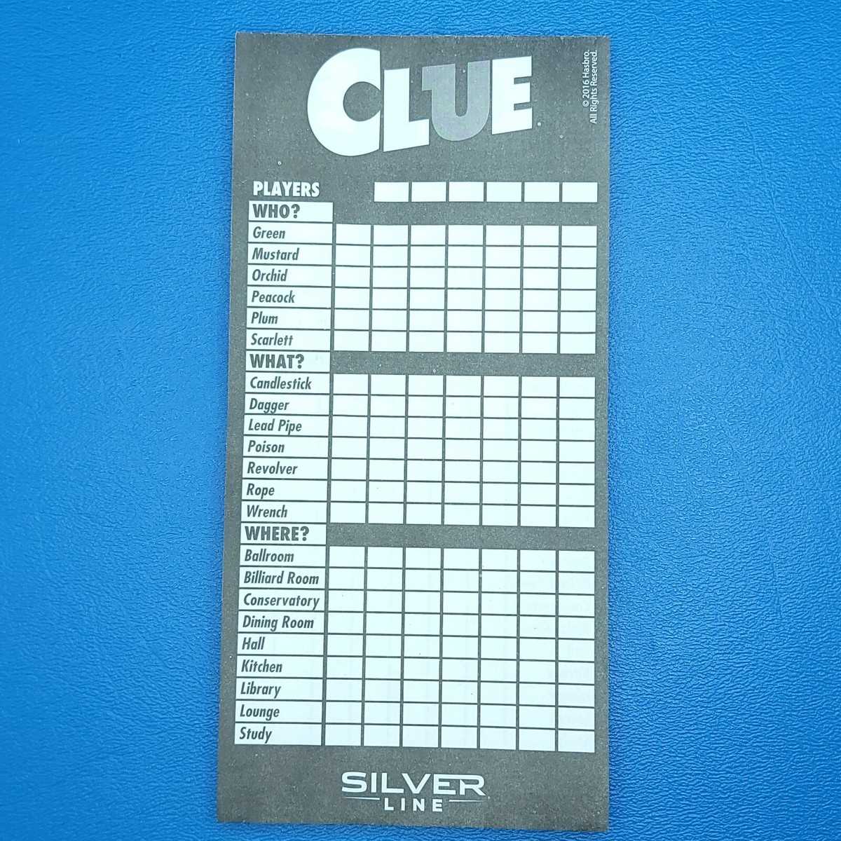 clue printable game sheets