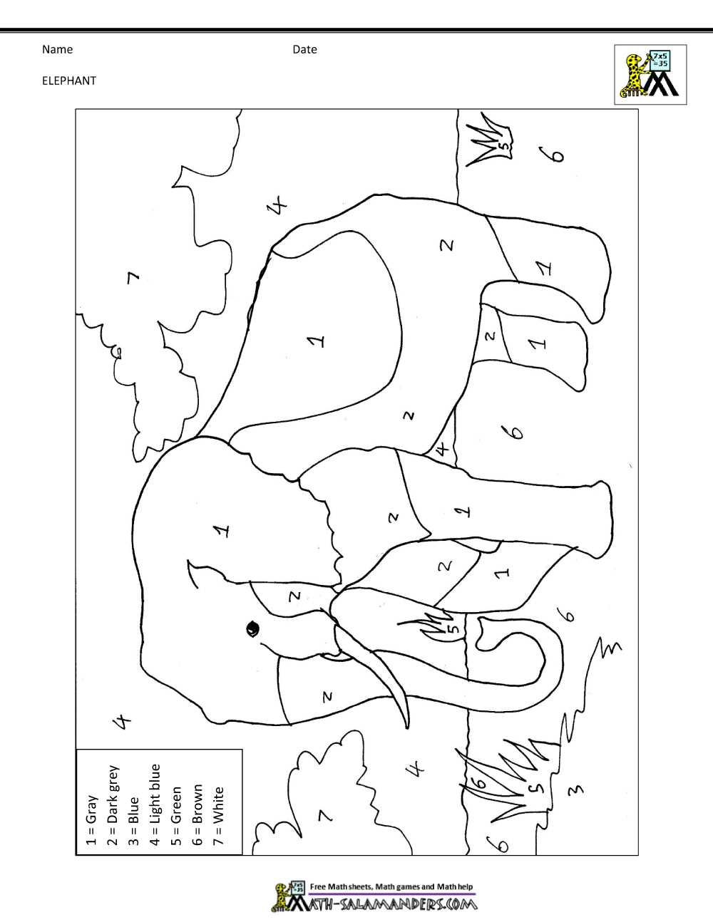 color by number math printable