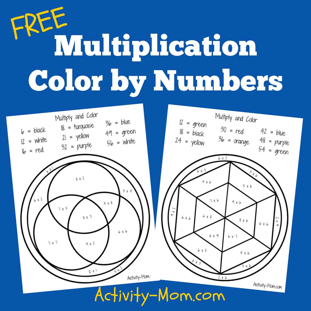 color by number multiplication free printables