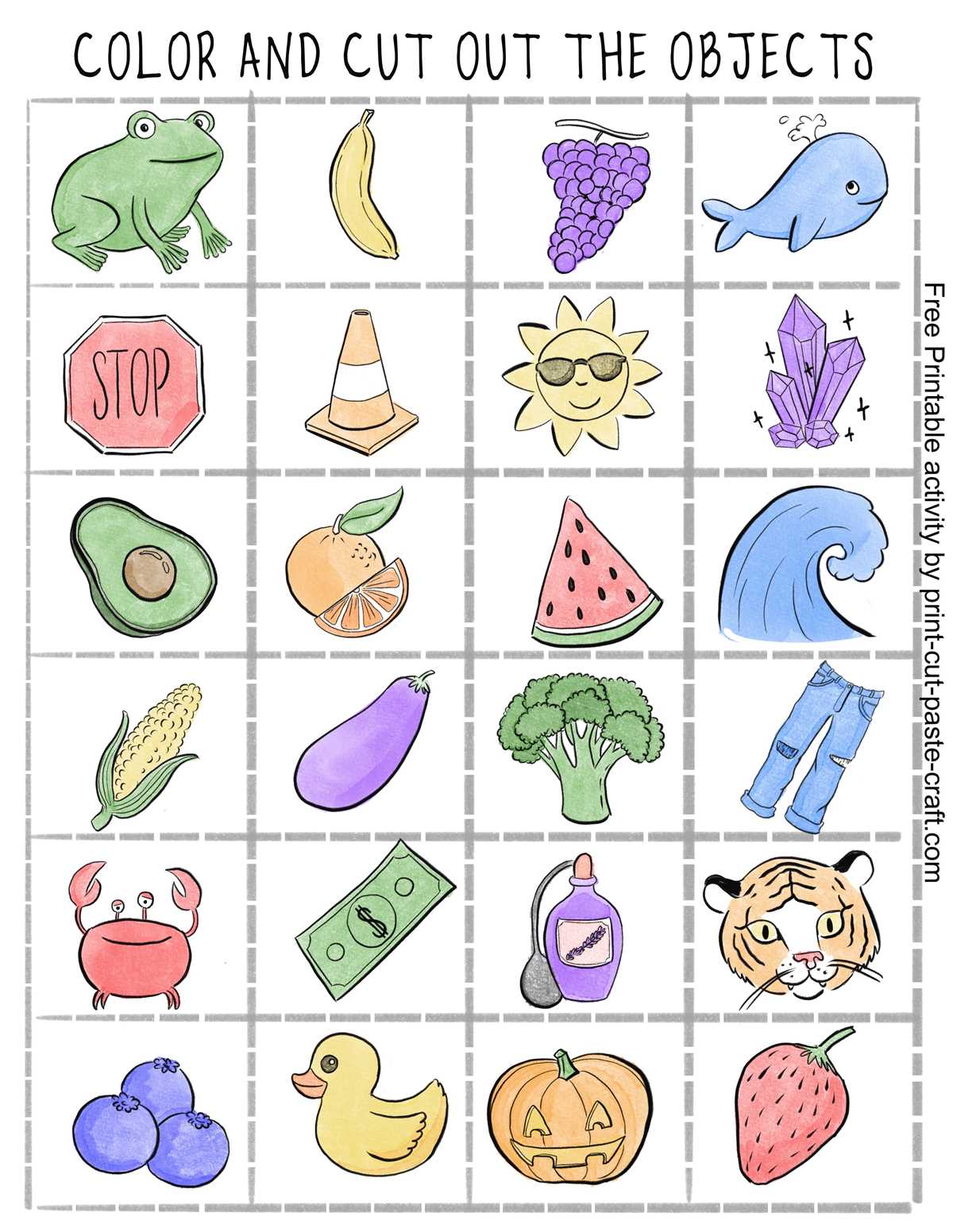 color cut and paste printables