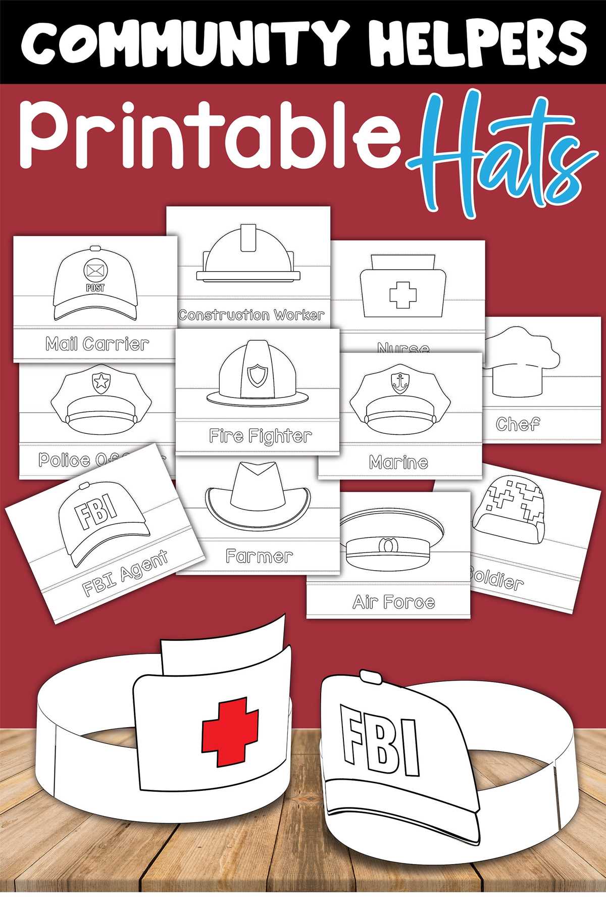 community helpers hats free printables