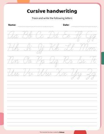 cursive practice printable worksheets