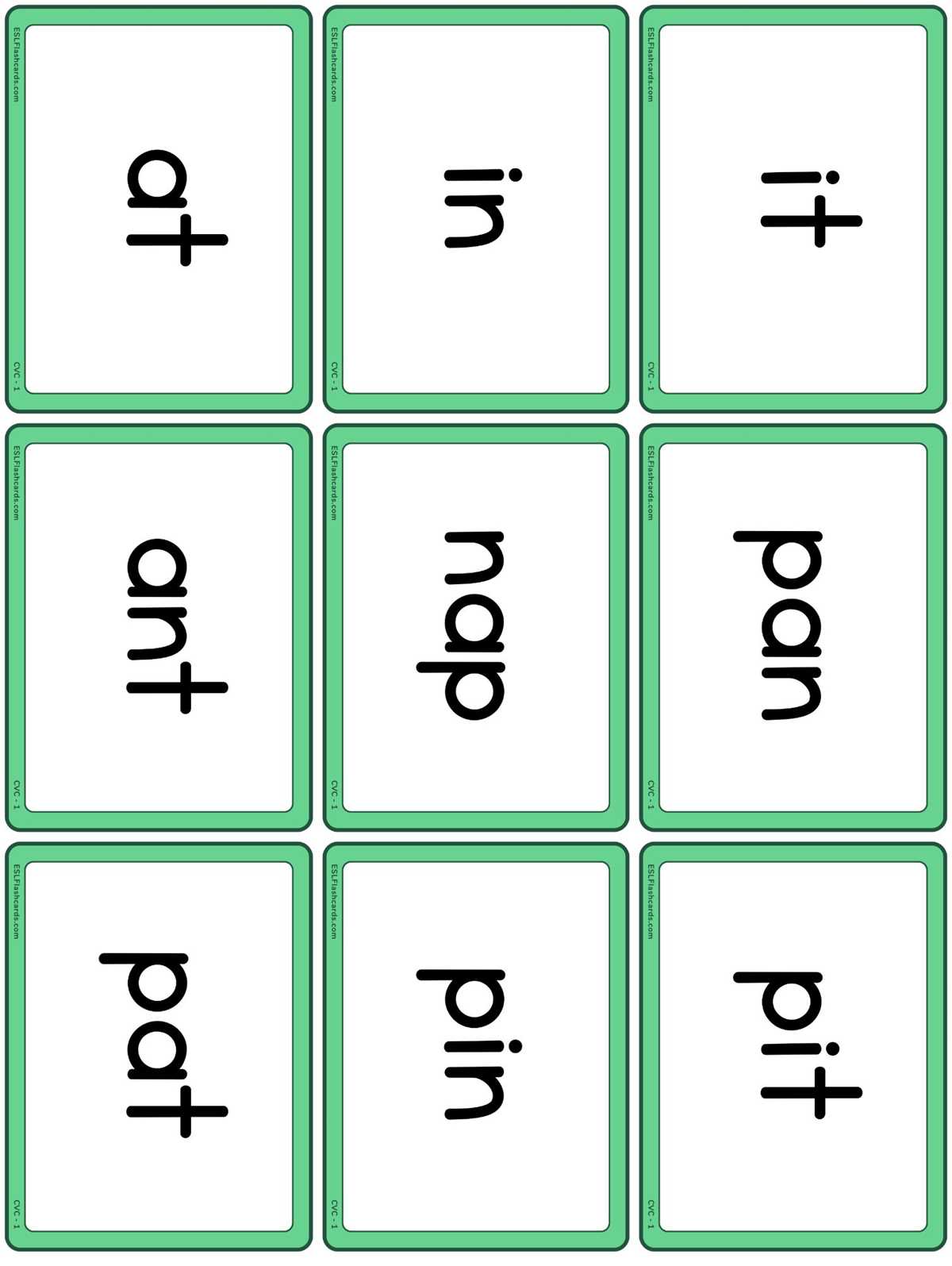 cvc word list printable