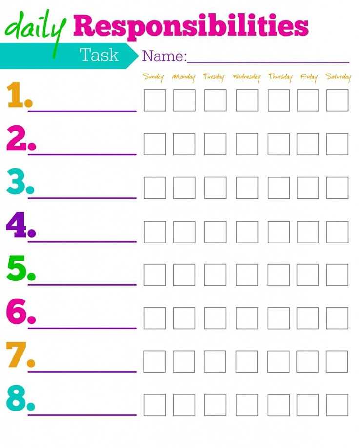 daily chore list printable